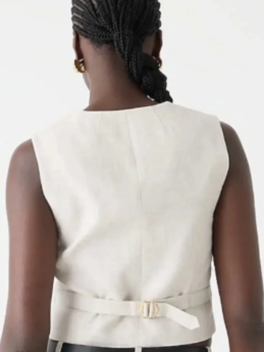 J Crew Stretch Linen Blend Classic Vest, Size 18, Flax/Ivory, NwoT